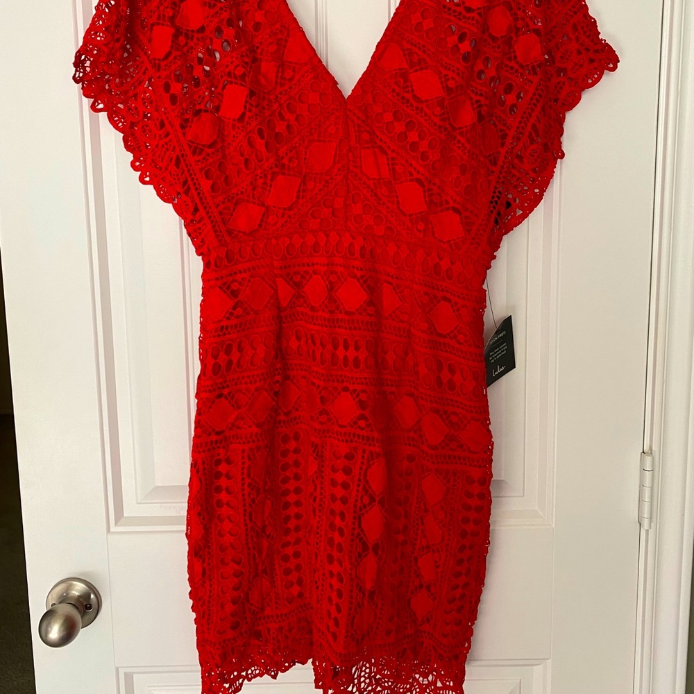 NWT Lulus red crochet mini cocktail dress